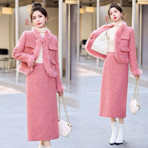冬装新款，套鸭绒领子袖毛真狐狸毛羽绒服套装HRYZ9589 商品图3