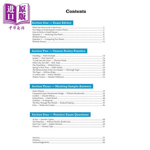 【中商原版】英国CGP GCSE English AQA Unseen Poetry Guide - Book 1 includes Online Edition 商品图1