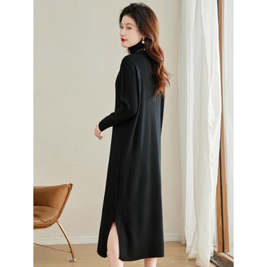 秋冬季新款内搭连衣裙，开叉加长款过膝长袖高领加厚针织裙CC-J-455 商品图3