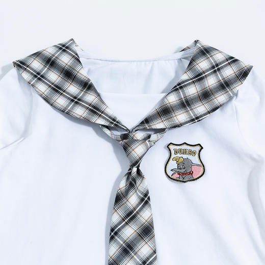 【商城同款】迪士尼童装女童T恤套装两件套学院风领带长袖T恤格子格子百褶裙221DT0139 商品图6