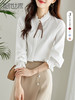 【专属特价】熙世界纯棉肌理衬衫设计感小众法式复古木耳边立领秋装上衣女新款 商品缩略图0