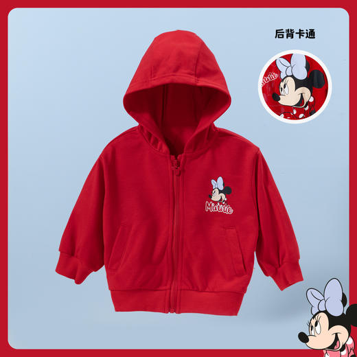 【商场同款】秋冬新款女童外套米妮印花上衣中大童百搭连帽开衫卫衣221DS0531 商品图0