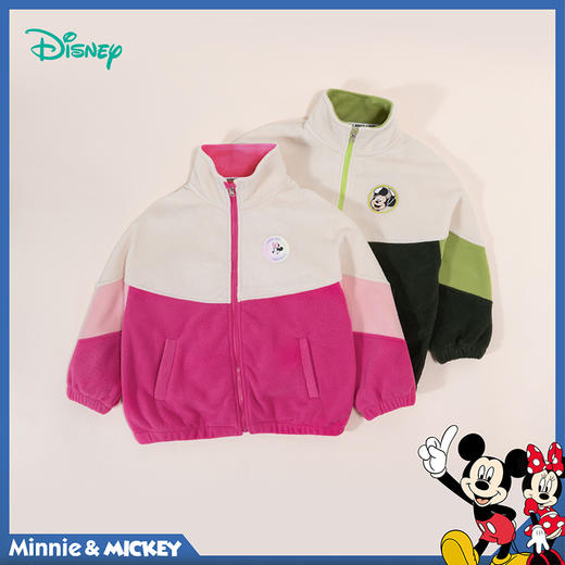 迪士尼秋新品时尚撞色休闲中小童摇粒绒保暖外套233S1853 商品图11