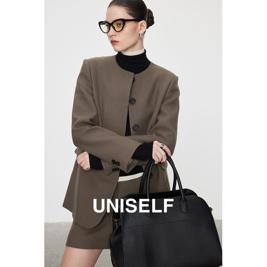 精纺羊毛马吉拉风无领西装女2023秋新款气质时髦半裙套装 商品图1