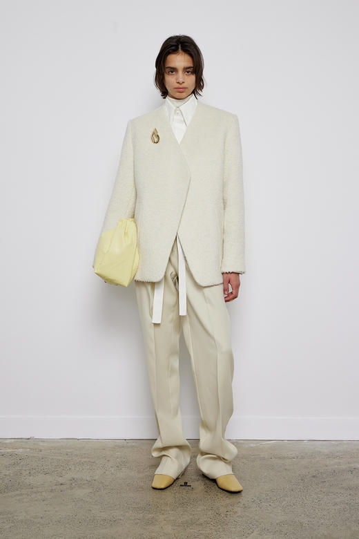 羊驼毛无领廓形外套 商品图1