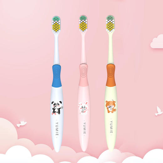 【6-12岁】YUMIE由美枝分阶儿童牙刷软毛山切1支/117809 颜色随机波浪形刷毛设计清洁到位 商品图2