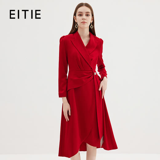 EITIE爱特爱秋季新款气质时尚翻领收腰连衣裙7177817 商品图1