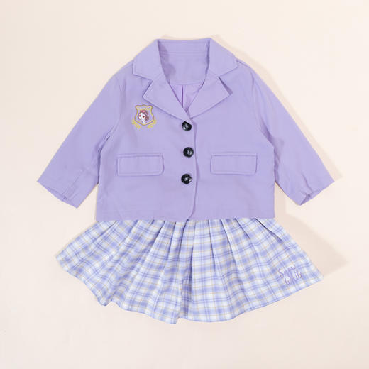 迪士尼童装女童西装套装两件套甜酷学院风外套百褶裙公主学生套装221DT0140 商品图2