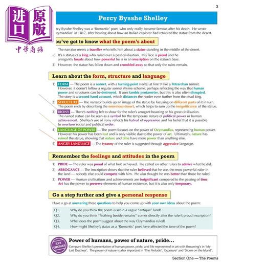 【中商原版】GCSE English AQA Poetry Guide Power & Conflict Anthology inc Online Edition Audio &Quizzes 商品图4