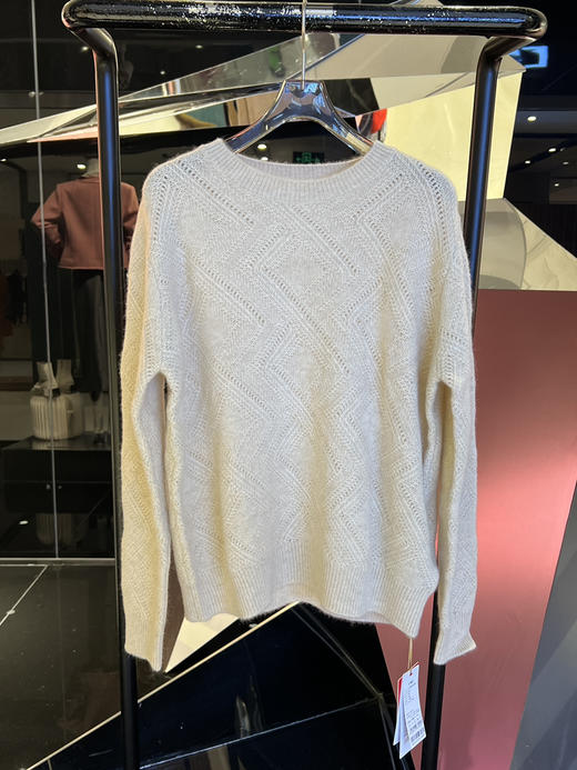 女士镂空羊绒圆领衫 商品图1