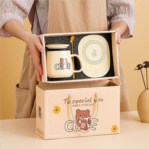 55度暖暖恒温杯套装加热水杯伴手礼礼品陶瓷马克杯批发咖啡子 商品图2