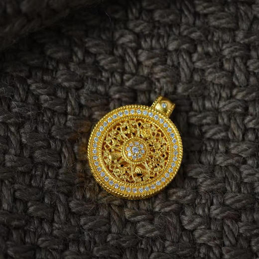 古法黄金点钻系列  三款日常佩戴的足金镶钻吊坠锁骨链项链 商品图3