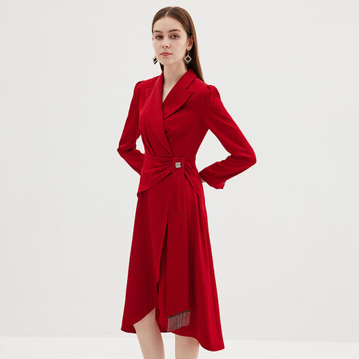 EITIE爱特爱秋季新款气质时尚翻领收腰连衣裙7177817 商品图7