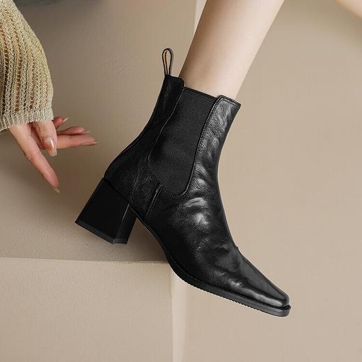 【预售5天】羊皮瘦瘦靴女短筒英伦风休闲厚底短靴潮流女靴HB&Z316 商品图2