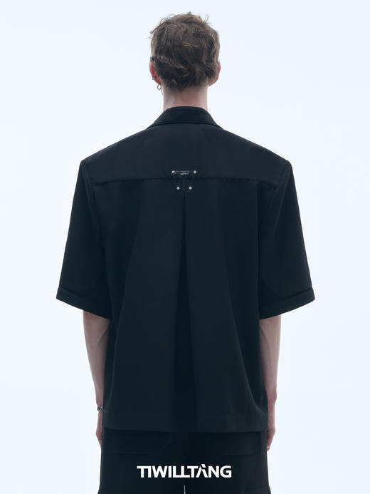 TIWILLTANG 启世录“瀚翊”拼接压线口袋衬衫夏季高级短袖衬衣潮 商品图2