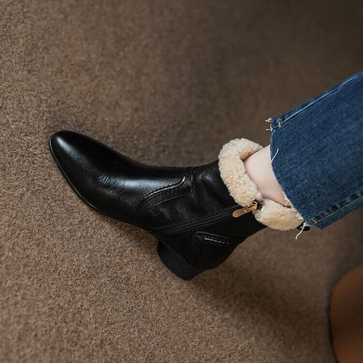【预售5天发货】加绒加厚马丁短，粗跟牛皮羊毛短靴保暖低跟MCC-C9531 商品图3