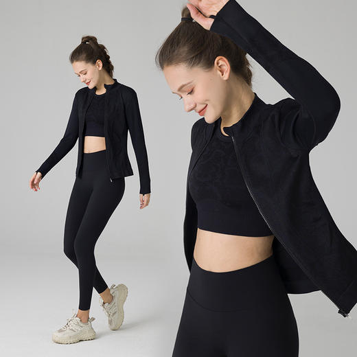 无缝一体织独特花型编织工艺运动瑜伽健身立领外套 WT3606 000 ML 商品图2