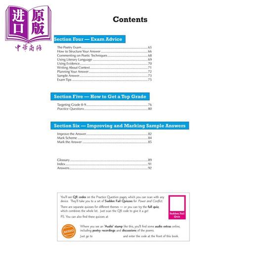 【中商原版】GCSE English AQA Poetry Guide Power & Conflict Anthology inc Online Edition Audio &Quizzes 商品图2