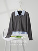 【年终特卖】熙世界设计感假两件polo领衬衫女2025秋款拉链针织拼接别致衬衣 商品缩略图2