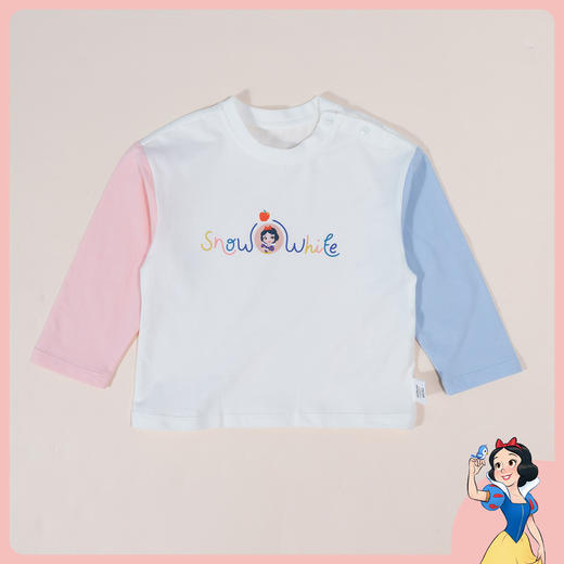 【商场同款】迪士尼童装女童纯棉长袖T恤撞色袖春秋外穿打底可爱白雪公主印花221DS0488 商品图1