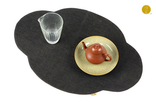 慢蓝刺绣椭圆 双面香云纱海棠 41*28cm 商品图3