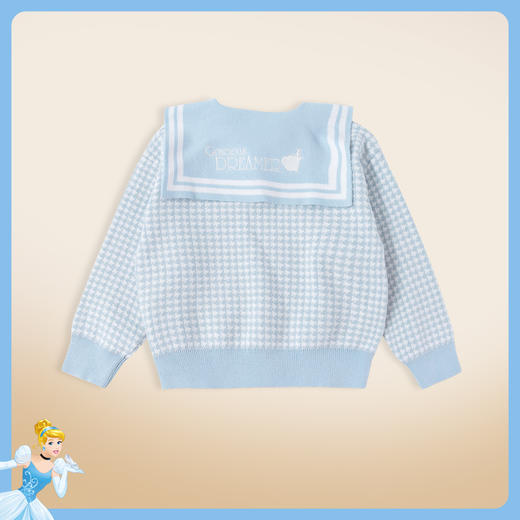 【商场同款】迪士尼童装女童针织套头上衣千鸟格毛衣保暖中小童小香风翻领毛衫214DS0352 商品图1