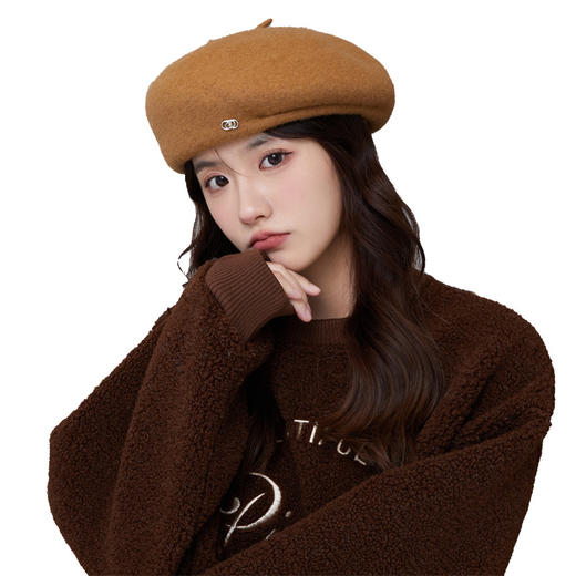 「七色可选！个性好搭」秋冬文艺复古画家帽 定型贝雷帽日系压褶画家帽韩版显脸小贝雷帽配饰 商品图3