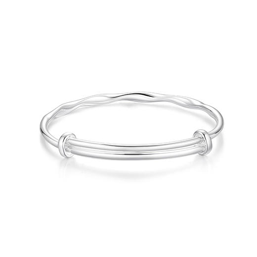 KADER卡蒂罗 灵动水纹手镯 999纯银浪漫波纹造型设计可调节银镯 简约通勤风配饰优雅气质 闺蜜同款女生款 礼盒 商品图4