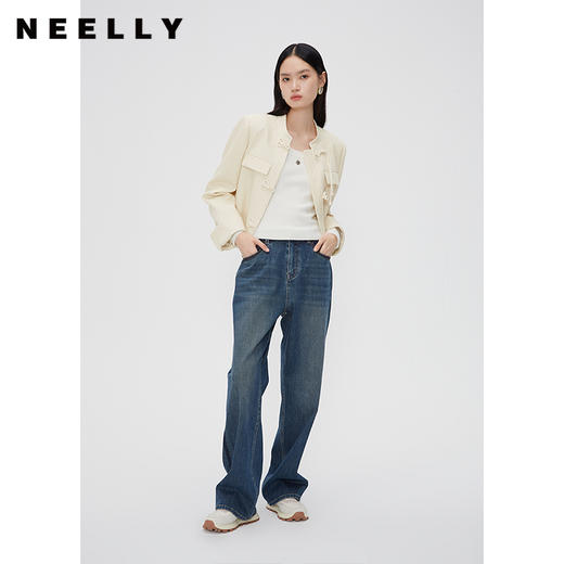 NEELLY纳俪商场同款新中式立领盘扣短外套女重工提花设计感上衣N24012C01035 商品图1
