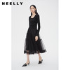 NEELLY纳俪商场同款春新款黑色中长款网纱裙女高腰显瘦仙女半身裙N24012E01047 商品缩略图2
