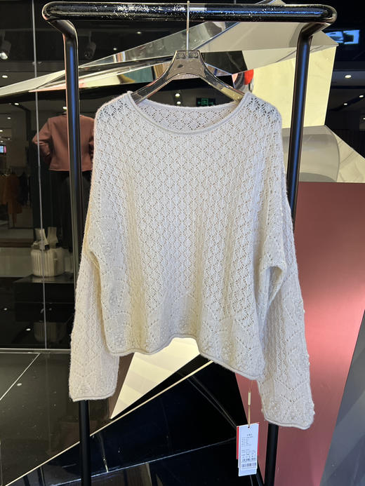 女士镂空羊绒圆领衫 商品图0