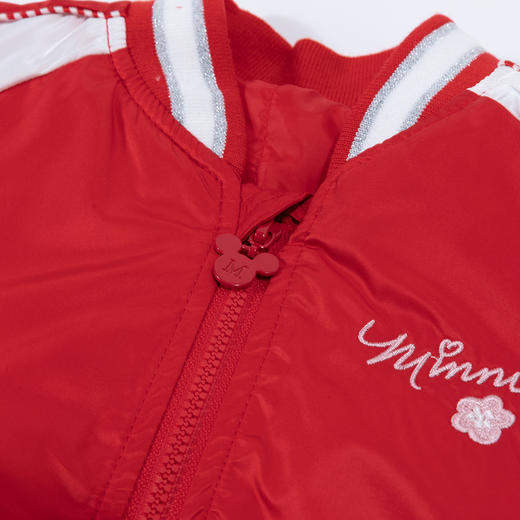 【商场同款】秋冬女童棉服甜心米妮缎面拼色绣花夹棉外套防风保暖上衣棒球服214DS0222 商品图4