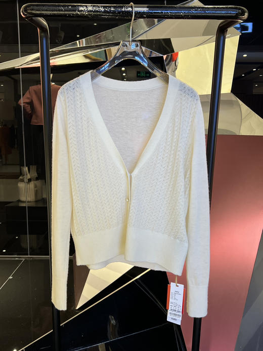 V领镂空长袖羊绒薄开衫 商品图2