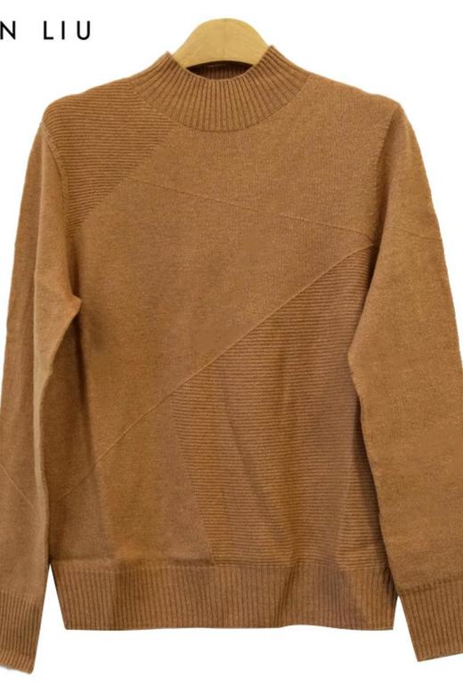 VIVIAN LIU薇薇安刘TR2356305秋女装新款半高领胸前分割线羊毛衫 商品图5