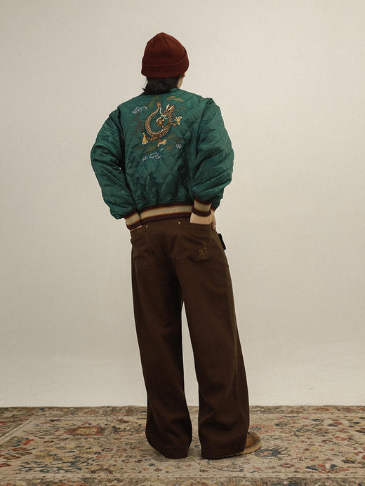 OUTORI/23OUM006/龙年限定冬季复古拼色刺绣立领棉衣新雪丽双面穿棉服男 商品图2