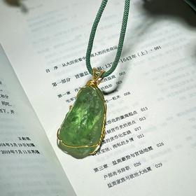 巴西绿水晶原石吊坠项链