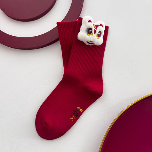 年货好物！【龙舞云霄！护佑平安】立体玩偶本命年龙年醒狮大红色新年袜子，立体造型 卡通萌趣 商品图6