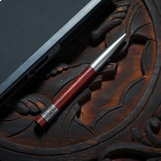 笔下 轮回小叶紫檀中性签字笔转经转筒解减压转运送礼品笔原创国潮男女高档商务办公礼物礼盒装送手工笔套 商品图2