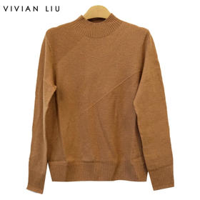 VIVIAN LIU薇薇安刘TR2356305秋女装新款半高领胸前分割线羊毛衫