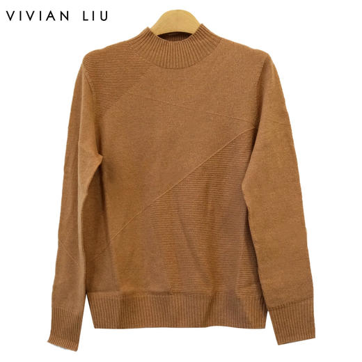 VIVIAN LIU薇薇安刘TR2356305秋女装新款半高领胸前分割线羊毛衫 商品图0