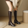 【预售7天】羊毛靴骑士靴女冬季加绒斜口高筒靴粗跟气质西部MBJR&695 商品缩略图0