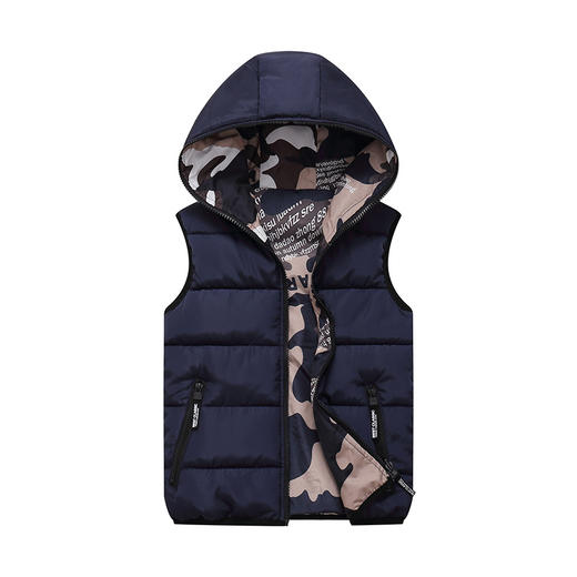 【双面可穿 柔软舒适】秋冬时尚新款加厚保暖可双面穿连帽中大童棉马甲 商品图4