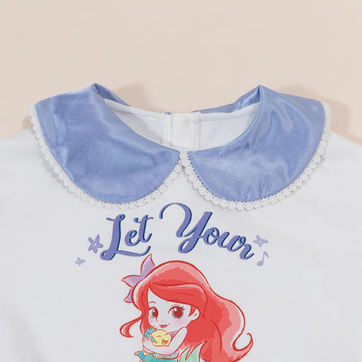 【商场同款】迪士尼童装女童娃娃领套头卫衣春秋款中小童人鱼公主可爱翻领上衣221DS0511 商品图1