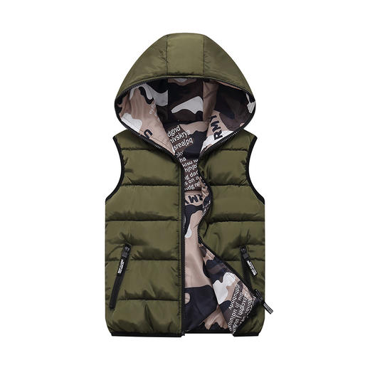 【双面可穿 柔软舒适】秋冬时尚新款加厚保暖可双面穿连帽中大童棉马甲 商品图5