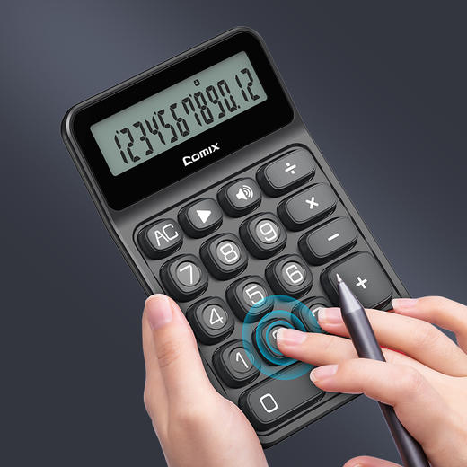 齐心X3语音计算器黑色 1台 单手计算机办公商务 商品图1