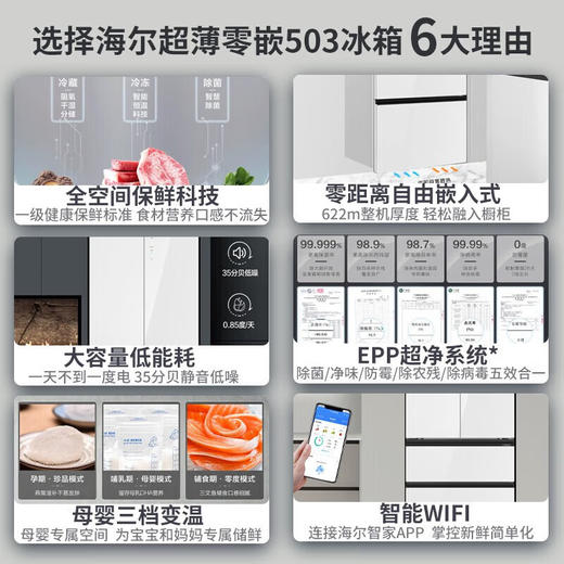 【家居】海尔（Haier）506升冰箱 BCD-506WGHTD14WWU1 冰箱十字对开门超薄全空间冰冷式 白色 商品图5