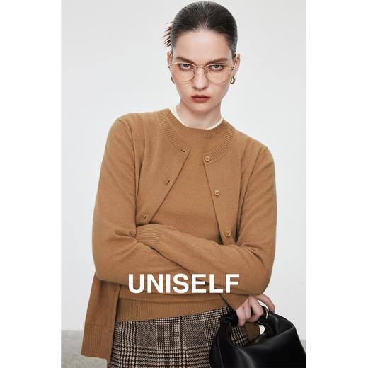 经典miu风定染羊毛针织两件套女2023冬季新款亲肤百搭毛衣 商品图0