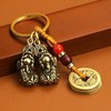 纯黄铜空心葫芦钥匙扣双貔貅钥匙挂件纯铜五帝铜钱钥匙链礼品挂 商品缩略图3