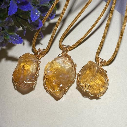 巴西黄水晶原石吊坠项链 商品图1