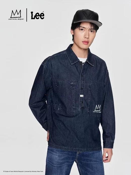 【云粉节】6楼LEE【Basquiat联名】舒适版中深蓝半开门襟男牛仔衬衫 吊牌价999元 商品图0